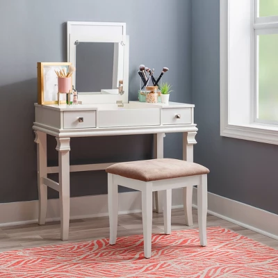 Adler Vanity Set White - Linon 1 Adler Vanity Set White - Linon