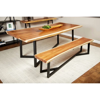 Contemporary Wood Dining Table Brown - Olivia & May 1 Contemporary Wood Dining Table Brown - Olivia & May