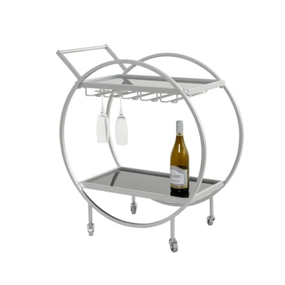 Contemporary Metal Round Bar Cart - Olivia & May 10 Contemporary Metal Round Bar Cart - Olivia & May - Image 10