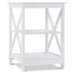 Costway 2PC 3-Tier Nightstand End Table Storage Display Shelf Living Room Furni White -Furniture Sale Store GUEST 4792df9e ee08 4fbd a7b6 1847ab90130f