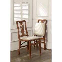 2pc Queen Anne Folding Chairs Cherry - Stakmore -Furniture Sale Store GUEST 47c934b7 e381 48a6 982f 259985e746dd