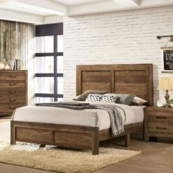 2pc Queen Quail Transitional Bedroom Set Rustic Light Walnut - HOMES: Inside + Out -Furniture Sale Store GUEST 4876e503 ee4e 4e42 a639 22a2e106d31e