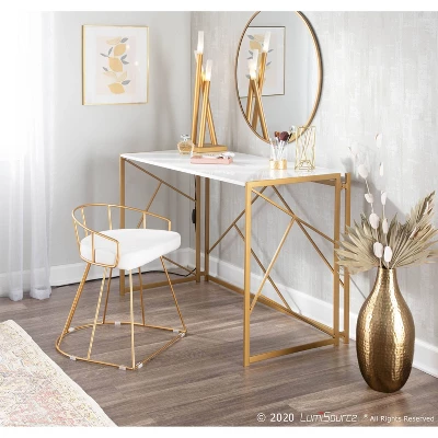 Folia Writing Desk Gold/White - LumiSource 12 Folia Writing Desk Gold/White - LumiSource - Image 12