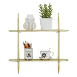 20" 2 Tier Warm Metal Hanging Bracket Wall Mounted Shelf Gold - Danya B. -Furniture Sale Store GUEST 48b84b75 5da6 46c0 a278 626c6a9699ec