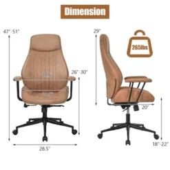 Costway High Back Office Chair Reclining Task Chair Suede Fabric BrownRed -Furniture Sale Store GUEST 48bb991e 0177 48f7 bf78 93e8873ff621