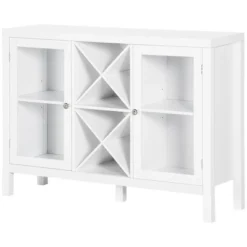 HOMCOM Modern Kitchen Sideboard, Buffet Table With Removable Wine Rack, Glass Door Cabinet And Shelves For Living Room, Kitchen, Entryway, White -Furniture Sale Store GUEST 48d2086c 04da 485c 8bee ea094939891a