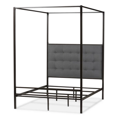 Queen Eleanor Vintage Industrial Finished Metal Canopy Bed Black - Baxton Studio 2 Queen Eleanor Vintage Industrial Finished Metal Canopy Bed Black - Baxton Studio - Image 2