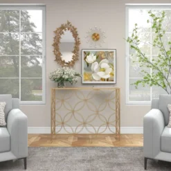 Contemporary Metal Console Table Gold - Olivia & May -Furniture Sale Store GUEST 490b9961 8f74 44b9 9158 fe98c5140dd3