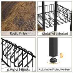 Yaheetech 5-Tier 56" H Baker’s Rack With Wire Basket & Power Outlets, Rustic Brown -Furniture Sale Store GUEST 49242dd9 ba1b 4616 a515 0d9a2f0eecae