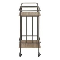 Wilkin Bronze Finish And Wood Straight Lines Bar Cart Bronze/Walnut - Inspire Q -Furniture Sale Store GUEST 497307b1 e464 46b2 a438 6d3b2c98f3af
