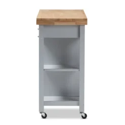 Hayward Coastal And Farmhouse Natural Wood Kitchen Cart White, Light Brown - Baxton Studio -Furniture Sale Store GUEST 498235f9 0741 4c44 8350 d1d7ae902355