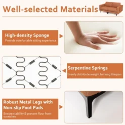 Costway Modern Loveseat Linen Fabric 2-Seat Sofa Couch W/ Side Storage Pocket GreenOrange -Furniture Sale Store GUEST 49ab0bcf 579b 49b0 b710 e2b2aa14c459