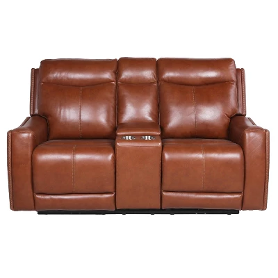 Natalia Power Loveseat Console Recliner Caramel Leather - Steve Silver Co. 1 Natalia Power Loveseat Console Recliner Caramel Leather - Steve Silver Co.