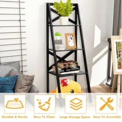 2 Pcs 4-Tier Ladder Shelf Bookshelf Bookcase Storage Display Leaning Home Office -Furniture Sale Store GUEST 4a433c99 043e 4c0e 84b0 c9d2d5d2f402