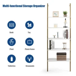 Tangkula 2PCS 5-Tier Ladder Shelf Wood Wall Mounted Display Bookshelf Metal Frame 16 Tangkula 2PCS 5-Tier Ladder Shelf Wood Wall Mounted Display Bookshelf Metal Frame -Furniture Sale Store GUEST 4aca6ce1 2013 4874 b559 295a4329009d