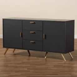 Kelson Wood 2 Door Sideboard Buffet Dark Gray/Gold - Baxton Studio -Furniture Sale Store GUEST 4b3987d3 f748 41f3 bee5 51e4dfcf8bc8