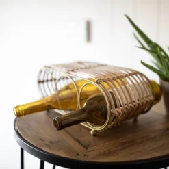 Wrapped Brass Metal & Rattan Wine Bottle Holder - Foreside Home & Garden 15 Wrapped Brass Metal & Rattan Wine Bottle Holder - Foreside Home & Garden -Furniture Sale Store GUEST 4b947676 9494 4b03 9768 b05e2fd6983f