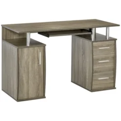 HOMCOM 47" Computer Desk With Keyboard Tray And Storage Drawers, Home Office Workstation Table With Storage Shelves -Furniture Sale Store GUEST 4c6e989d 4475 4c04 8ae4 c9aea510f0ea