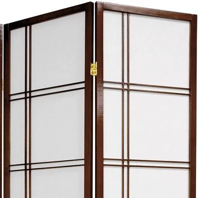 6 Ft. Tall Double Cross Shoji Screen - Walnut (6 Panels) 2 6 Ft. Tall Double Cross Shoji Screen - Walnut (6 Panels) - Image 2