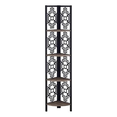 61.5" 4 Shelf Mix Material Keyhole Design Corner Etagere Bookcase - EveryRoom 12 61.5" 4 Shelf Mix Material Keyhole Design Corner Etagere Bookcase - EveryRoom - Image 12