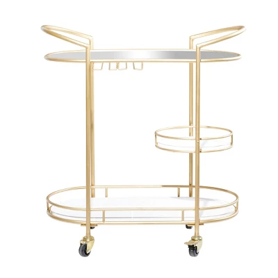 Contemporary Iron Bar Cart Gold - Olivia & May 6 Contemporary Iron Bar Cart Gold - Olivia & May - Image 6
