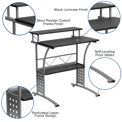 Flash Furniture Work From Home Kit - Black Computer Desk, Ergonomic Mesh Office Chair And Locking Mobile Filing Cabinet With Side Handles 3 Flash Furniture Work From Home Kit - Black Computer Desk, Ergonomic Mesh Office Chair And Locking Mobile Filing Cabinet With Side Handles - Image 3