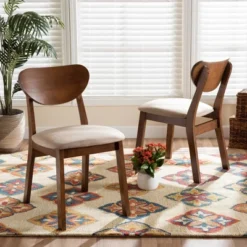 2pc Damara Fabric Upholstered And Wood Dining Chair Set - Baxton Studio -Furniture Sale Store GUEST 4fbb20fa b9aa 4967 9114 b7115d0eb76d