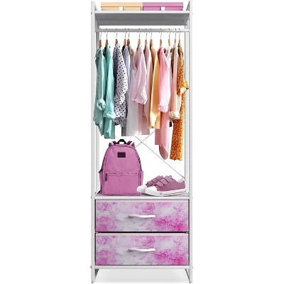 Sorbus Clothing Rack With Drawers Garment Stand Dresser Pink 3 Sorbus Clothing Rack With Drawers Garment Stand Dresser Pink - Image 3