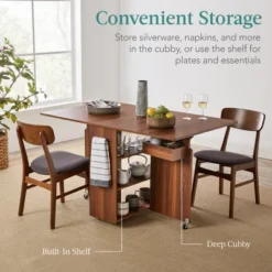 Best Choice Products Multipurpose Folding Table W/ Built-in Wheels, 3 Storage Shelves, Cubby, Carrying Handle -Furniture Sale Store GUEST 5141e84d bf19 4c65 a944 35fbacd4284d