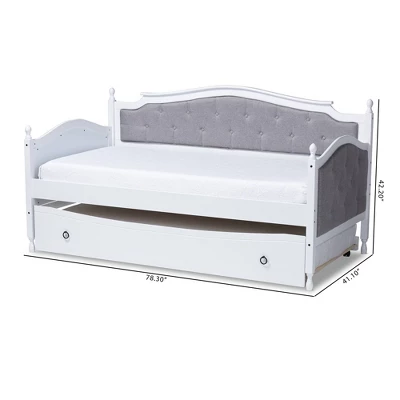 Twin Marlie Upholstered Daybed With Trundle Gray/White - Baxton Studio 8 Twin Marlie Upholstered Daybed With Trundle Gray/White - Baxton Studio - Image 8