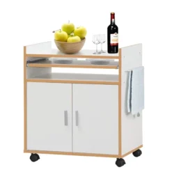 Costway Rolling Kitchen Trolley Microwave Cart Storage Cabinet W/ Removable Shelf White -Furniture Sale Store GUEST 519f9fa0 1ffd 4053 90b5 ce61271423de