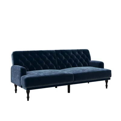 Lyla Upholstered Velvet Futon Blue - Room & Joy 1 Lyla Upholstered Velvet Futon Blue - Room & Joy