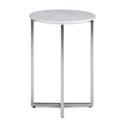 18" Farnell Contemporary Wide Metal Accent Side Table With Chrome Base White/Silver - WyndenHall 7 18" Farnell Contemporary Wide Metal Accent Side Table With Chrome Base White/Silver - WyndenHall - Image 7