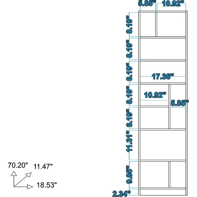 70.87" Valenca 10 Shelf Bookcase White - Manhattan Comfort 6 70.87" Valenca 10 Shelf Bookcase White - Manhattan Comfort - Image 6