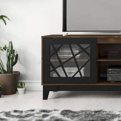 Graphik 2 Door TV Stand For TVs Up To 80" Black/Truffle - Nexera 2 Graphik 2 Door TV Stand For TVs Up To 80" Black/Truffle - Nexera - Image 2