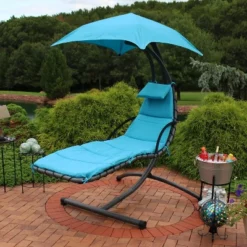 Sunnydaze Decor Sunnydaze Outdoor Hanging Chaise Floating Lounge Chair With Canopy Umbrella And Arc Stand -Furniture Sale Store GUEST 534bcd46 eef4 4985 a034 6903ab4698c6