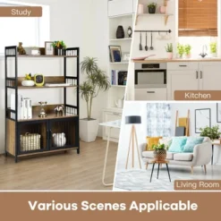 Costway 3-Tier Baker's Rack Industrial Kitchen Microwave Oven Stand W/Storage Cabinet 14 Costway 3-Tier Baker's Rack Industrial Kitchen Microwave Oven Stand W/Storage Cabinet -Furniture Sale Store GUEST 538446b7 a6af 4c99 bd96 2d11feee3a79