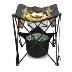 Mind Reader Collapsible Tailgating Table With Insulated Cooler, Food Basket, And Travel Bag
