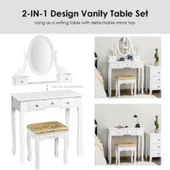 Costway Vanity Table Dressing Table 5 Make Up Table Stool -Furniture Sale Store GUEST 53fffcbf beb3 490e 92aa b6e0fefca3a6