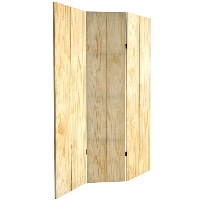 6" Double Sided Wood Grain Canvas Room Divider Brown - Oriental Furniture 3 6" Double Sided Wood Grain Canvas Room Divider Brown - Oriental Furniture - Image 3