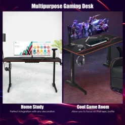 Costway 55'' Gaming Desk T-Shaped Computer Desk W/Full Desk Mouse Pad&Gaming Handle Rack -Furniture Sale Store GUEST 54f296ec f3b1 4f49 b1ea 2e69f5b6786c
