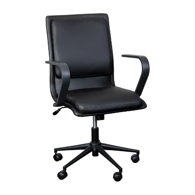 Emma And Oliver Modern Upholstered Mid-Back Home Office Chair With Arms And 5 Star Base 14 Emma And Oliver Modern Upholstered Mid-Back Home Office Chair With Arms And 5 Star Base - Image 14