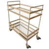 Modern Style Tubular Iron Bar Cart With 2 Mirrored Shelves Gold - The Urban Port
