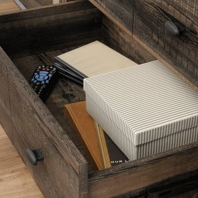 Canal Street Industrial Wood And Metal TV Stand For TVs Up To 65" Carbon Oak - Sauder 3 Canal Street Industrial Wood And Metal TV Stand For TVs Up To 65" Carbon Oak - Sauder - Image 3