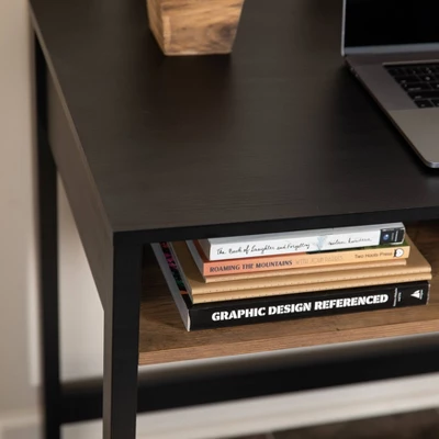 Oslo Contemporary Studio Workstation Desk With Drawer Black/Brown - Danya B. 6 Oslo Contemporary Studio Workstation Desk With Drawer Black/Brown - Danya B. - Image 6