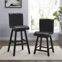 Hillshaw 24" Faux Leather Counter Stool In Dark Brown (Set Of 2) - Lexicon