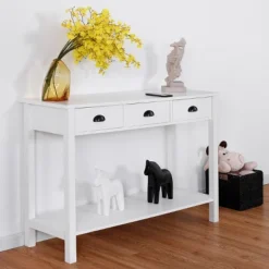 Costway 47" Console Table Hall Table Side Desk Accent Table Drawers Shelf Entryway White 16 Costway 47" Console Table Hall Table Side Desk Accent Table Drawers Shelf Entryway White -Furniture Sale Store GUEST 5609fb3d 6478 419a 884d d0169bf4382a