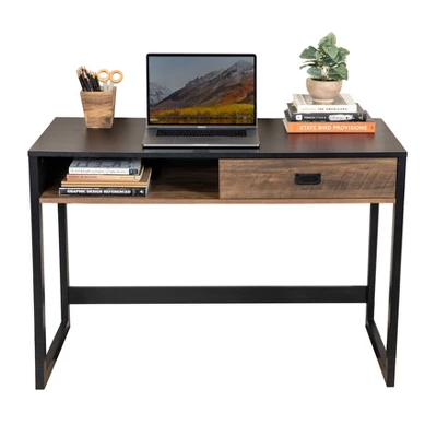 Oslo Contemporary Studio Workstation Desk With Drawer Black/Brown - Danya B. 7 Oslo Contemporary Studio Workstation Desk With Drawer Black/Brown - Danya B. - Image 7