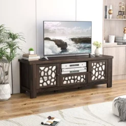 Tangkula 55" Retro TV Stand Media Entertainment Center W/ Mirror Doors & Drawer Brown -Furniture Sale Store GUEST 57f630a5 42b7 467b 9153 adbfbdb86b09