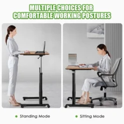Costway Height Adjustable Computer Desk Sit Stand Rolling Notebook Table NaturalBrownBlack -Furniture Sale Store GUEST 57f7214e 82c7 40c9 bd4f 8a627fffdecd